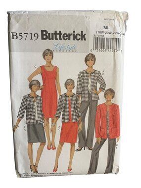 Butterick Jacket Dress Skirt Pant Sewing Pattern Size 18w 20W 22W 24w B5719 Uncu